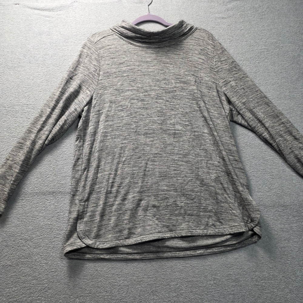T by Talbots Cowl Neck Tunic Top Long Sleeve Soft Womens XL Gray Marled Shirt